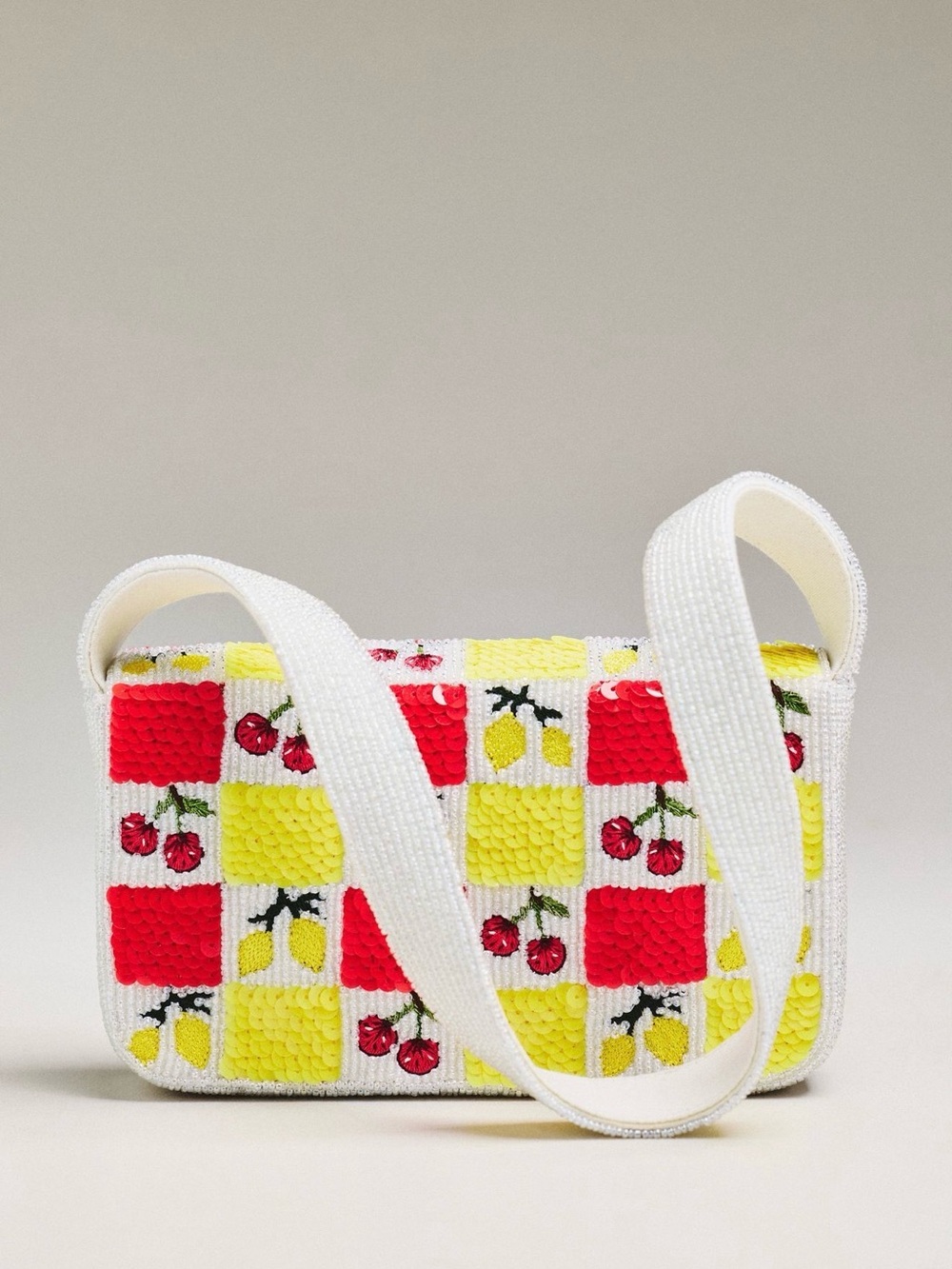 NWT Anthropologie Fiona Beaded Bag with Cherries & Lemons